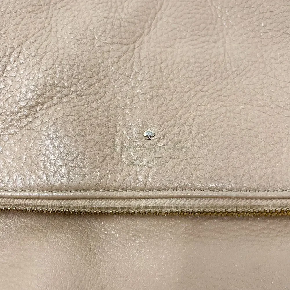 Kate Spade Taupe Cobble Hill Crossbody Leather Bag Flap Top Zip Pocket Pebbled